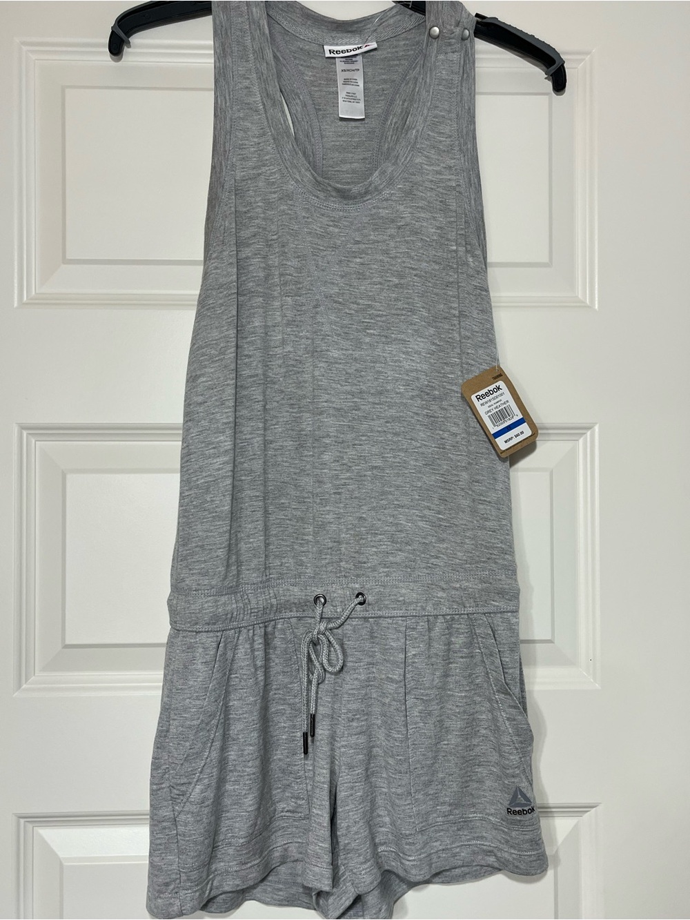 Reebok Ideal Romper‎ Gray Heather Racerback Lounge Romper NWT XS Pockets